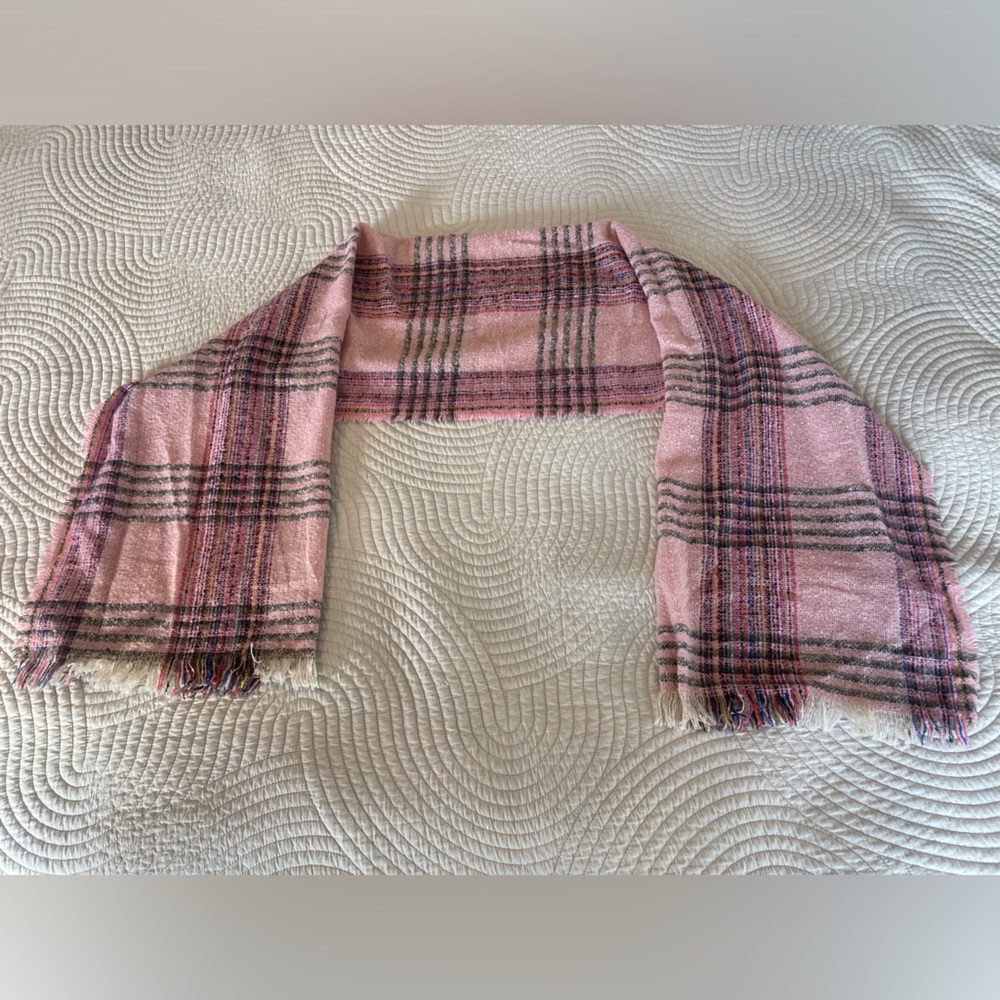 Pink Plaid Scarf